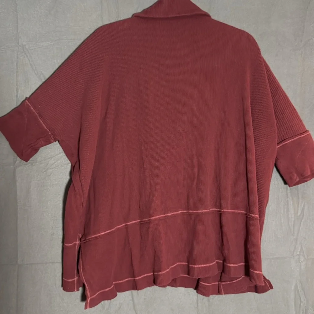 Free People Burgundy Waffle Knit V-neck Pullover - Picture 5 of 5